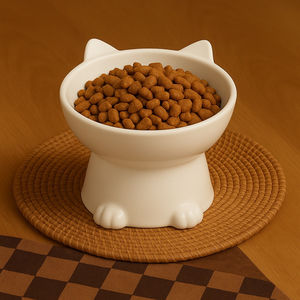 ชามเซรามิกสำหรับแมวแบบปากแบนและปากเฉียง, ชามน้ำสูงสำหรับแมว, ชามสัตว์เลี้ยงขนาดใหญ่ป้องกันการคว่ำแบบหรูหรา - Product Image 4