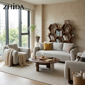 Set di Divani Moderni di Lusso Personalizzati per Soggiorno, in Tessuto Chenille Nordico, 1 2 3 Posti, con Struttura in Legno Massello - Product Image 1