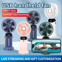 Nouveau ventilateur portable USB, mini ventilateur rechargeable, petit ventilateur avec affichage numérique, pour le bureau, les étudiants, petit ventilateur électrique, cadeau