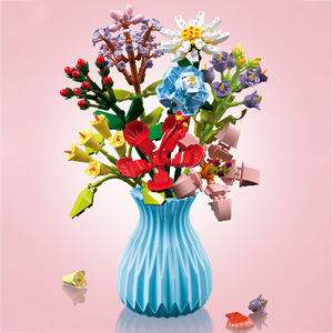 Bloques de Construcción de Partículas Pequeñas, Simulación de Flores, Ramo de Margaritas, Rosas y Jazmín, Juguete de Modelo - Product Image 1