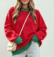 Sweat-shirt à capuche décontracté pour femme en mélange polyester-viscose, imprimé personnalisé, à pois, avec bordure contrastante, coupe ample, 240 g/m²