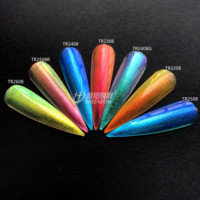 Poudre à ongles arc-en-ciel, Pigments chromés en vrac, Aurora, effet miroir, sirène, 1 boîte