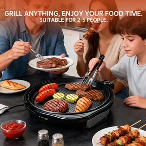 Poêle électrique ronde en aluminium de 36cm avec contrôle de la température et revêtement antiadhésif <span class=keywords><strong>Plaque</strong></span> de cuisson polyvalente pour <span class=keywords><strong>barbecue</strong></span> pour la maison - Product Image 4