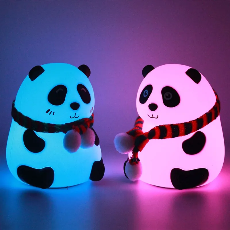 Niños guardería habitación Animal Panda recargable 7 Color cambio Led silicona bebé noche Luz