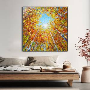SQ Boho <span class=keywords><strong>otoño</strong></span> paisaje pintura sol abedul árbol bosque mano pintura al óleo moderna minimalista decoración pintura para decoración del hogar - Product Image 5