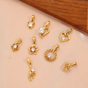 Collezione di ciondoli bikini lucidi F238 in acciaio inossidabile placcato oro 18K PVD con zirconi, a forma di cuore, angelo, fiore, ciondoli fai da te, impermeabili e anti-ossidazione. - Product Image 6