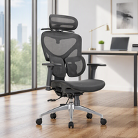 Chaise de bureau de direction de luxe sur mesure, dossier divisé, support lombaire réglable, design ergonomique pivotant, base en acier, pour hôtel