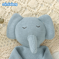 Mimixiong Vente Chaude Doudou Bébé 100% Coton Mignon Peluche Tête d'Animal Éléphant Doudou Bébé Jouet Tricoté Couverture de Sécurité