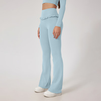 Logo personnalisé pantalon évasé de yoga à jambes larges et ajustées pantalon de sport décontracté à taille haute pour femmes
