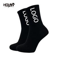 Chaussettes Personnalisées en Maille Jacquard Sports Solides Design Gratuit pour Hommes et Femmes – Noires et Blanches