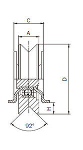Duy nhất mang cửa trượt con lăn bánh xe U <span class=keywords><strong>V</strong></span> Y rãnh cửa trượt & cửa sổ con lăn - Product Image 6