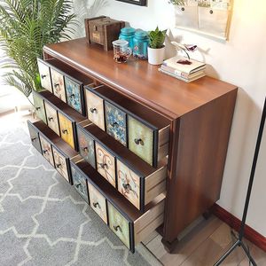 Commode en bois massif peinte de style américain, armoire de <span class=keywords><strong>rangement</strong></span> pour salon et chambre à coucher, grande capacité, 5 tiroirs, pour le <span class=keywords><strong>balcon</strong></span> - Product Image 2