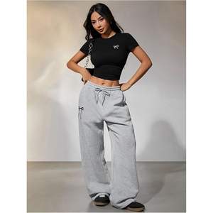 Pantalones Deportivos Anchos Personalizados para Mujer, Cintura Alta, Cordón Ajustable, Tela Elástica, Pantalones Casuales con Bolsillos, Transpirables - Product Image 2