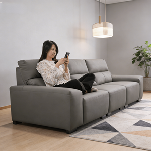 Sofá de Cuero Genuino de Diseño Urbano Minimalista para Sala de Estar, Distribución de Fuerza Uniforme, Gran Venta - Product Image 4