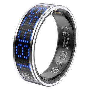 Anneau intelligent avec écran numérique 24H, en acier inoxydable, surveillance de la fréquence cardiaque, suivi de la santé, compteur de pas, suivi sportif, contrôle par application - Product Image 2