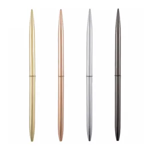 Vente chaude Chrome Plaqué Long Métal Stylo Slim Hôtel Bureau Stylo en Argent Or Rose Commande Minimum Donner pour les Cadeaux