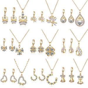Juego de Collar y Aretes de Fiesta de Boda Chapados en Oro de 18K con Circonitas Cúbicas de Colores Estilo Vintage - Product Image 5
