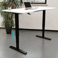 Bureau debout moderne à double jambe avec vérin pneumatique, réglable en hauteur, ergonomique, structure en acier massif, pour bureau, poste de travail à domicile et étude
