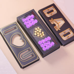 New MM DAD I love U 3in1Gift Paper Box Rectangular Folded PVC Transparent <b>Window</b> Rose Flower Box for Mother's Day Father's Day - Product Image 3