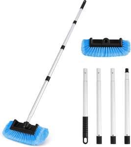 Nettoyeur de voiture en PVC à cinq faces avec manche long, brosse à poils doux et manche extensible - Product Image 1