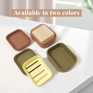 New xách tay sinh thái thân thiện Silicone du lịch xà phòng hộp tự cống với khay nắp ngoài trời 3 trong 1 xà phòng trường hợp món ăn - Product Image 2