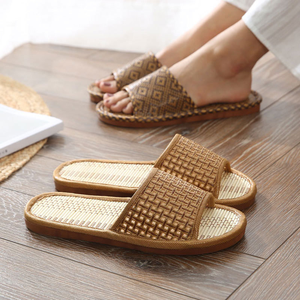 Pantuflas de Verano de Bambú Tejido para Mujer, Sandalias de Casa para Pareja, Casuales, con Suela Suave Antideslizante y Resistente al Desgaste - Product Image 2