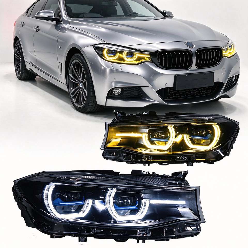 AKD Auto Car Headlight for BMW 3 Series GT - F34 Angel Eye Yellow White ...