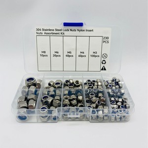 Kit d'écrous autobloquants en acier inoxydable et nylon, tailles métriques M3 à M12, 210 pièces, qualité A, pour l'industrie de la construction - Product Image 2