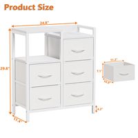 Commode haute moderne OEM pour chambre et placard 5 tiroirs avec étagère à 3 niveaux en bambou petits tiroirs de rangement en tissu robustes