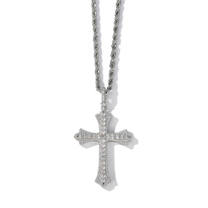 Cross Pendant <b>Necklace</b> Micro Insert <b>Crystal</b> Rhinestone Unisex Everyday Wear Geometric Design - Product Image 4