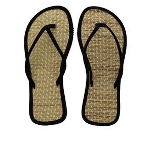 Düz Rattan terlik kadın ve erkek slaytlar terlik yaz saman örgülü sandalet terlik kapalı açık - Product Image 2