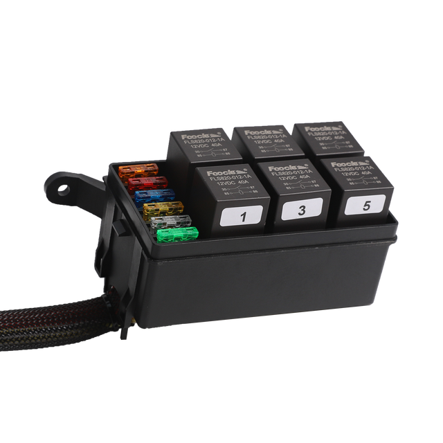 Modular Automotive Aftermarket Fuse Box 20A 30A 40A Pre-wired 6 Ways 6 Fuses and Relay Box for Truck RV Marine
