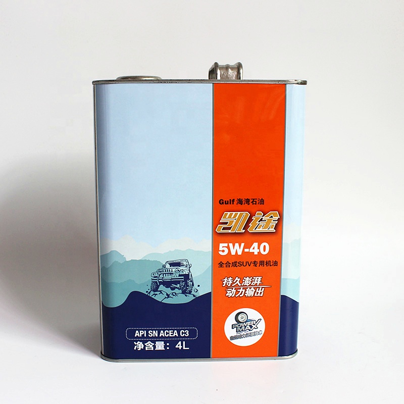 Фабричная цена, 4 л, Германия, прямоугольная, F Стиль, для моторного масла, масла, Оловянная банка с металлической нажимной крышкой