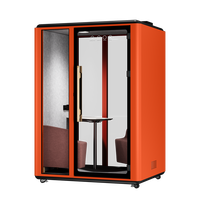 Cabine de bureau silencieuse préfabriquée en aluminium pour deux personnes, esthétique moderne, insonorisation 28 dB, double ventilation modulaire pour salles de réunion