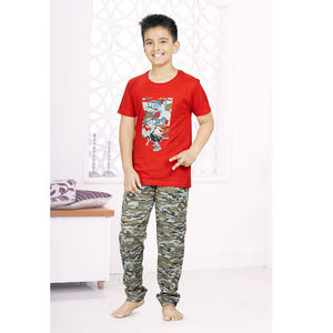 2023 nouveauté enfants coupe ajustée col rond manches courtes imprimé t-shirt et pantalon avec le meilleur prix de l'usine du Bangladesh - Product Image 5