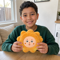 Porte-monnaie en peluche douce personnalisés motif tournesol, vente en gros, petite pochette de rangement en forme d'animal en peluche avec rembourrage en coton