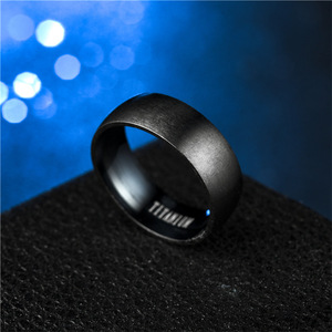 316L 스테인리스 스틸 8MM 와이드 블랙 손가락 반지 티타늄 스틸 고광택 와이드 링 남성용 주얼리 - Product Image 4