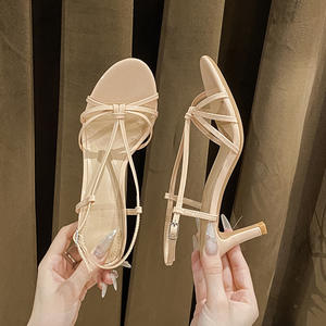 Escarpins dorés à talons hauts pour femme, nouvelle collection été 2025, bout ouvert, plateforme stiletto, sexy, élégant, pour hôtesse, à enfiler, en cuir véritable, style français - Product Image 3