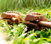 Frog Guiro Rasp - Small Instrument Musical Wooden Percussion Wood Block Instrument of Frog Noise Maker Made From Nature Wood