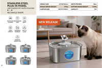 Fontaine à eau pour chat en acier inoxydable DRH Manufacturer, fontaine automatique pour animaux de compagnie, distributeur d'eau pour chien avec filtres de remplacement