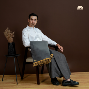 Sarong en lin premium gris foncé pour homme, design uni, doux et frais, élégant et confortable, sarong de prière musulman pour un usage quotidien - Product Image 5