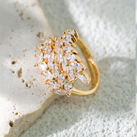 Bagues de fiançailles de luxe en zircone cubique pour femmes, bijoux de mariage en forme de feuille, bagues en grappe, bijoux de doigt, fournisseur de bijoux pour femmes, Anel Foliar