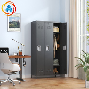 Modular <b>Folding</b> 3-Door 72"H Iron Lockers Lock for Employees Bedroom Storage Cabinet for Gym Office School Easy Assembly - Product Image 6