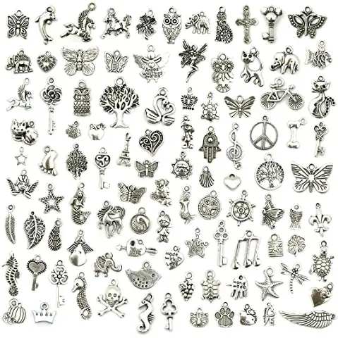 Golden Antique Bulk Lots Jewelry Making Alloy Small Assorted Mixed Silver Metal Charms Pendants DIY for Necklace Bracelet
