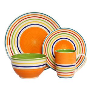 Vajilla de Cerámica Pintada a Mano con Rayas, Juego de Cerámica para el Hogar - Product Image 3