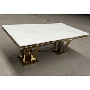 Wholesale Marble Top Large Size Rectangle Fashion Design SS Dining Table