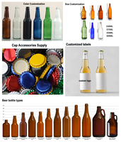 Bouteille en verre transparente à col long de 330 ml (33 cl, 12 oz) pour bière, soda, jus, boisson, avec bouchon couronne – Vente en gros