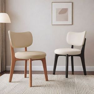 Silla de Comedor Nórdica Crema Retro Wabi-Sabi de Madera Maciza con Cojín de Tela, Disponible <span class=keywords><strong>en</strong></span> Varios Colores para Hogar, Cafetería, Restaurante L097 - Product Image 6