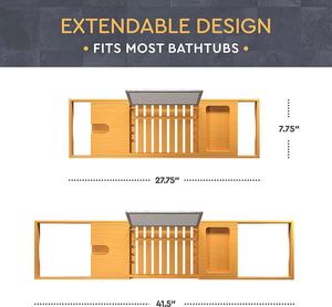 Luxury <strong>Wooden</strong> Bathroom Accessories Organizer <strong>Tray</strong> with Book and Wine Holder Expandable Bamboo Bathtub Caddy <strong>Bath</strong> <strong>Bath</strong> <strong>Tray</strong> - Product Image 6