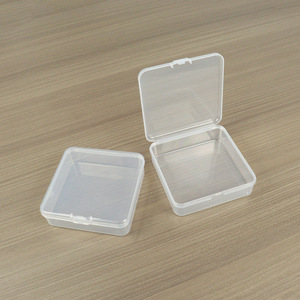 Square Transparent Plastic <b>Storage</b> <b>Box</b> 11x11x3.3cm Flip Top Covered For <b>Small</b> Parts Organization - Product Image 2